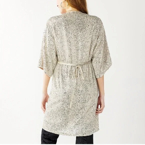 🎉HP🎉 Juniors’ SO Champagne Gold Sequin Kimono XS/S NWT - Picture 3 of 7